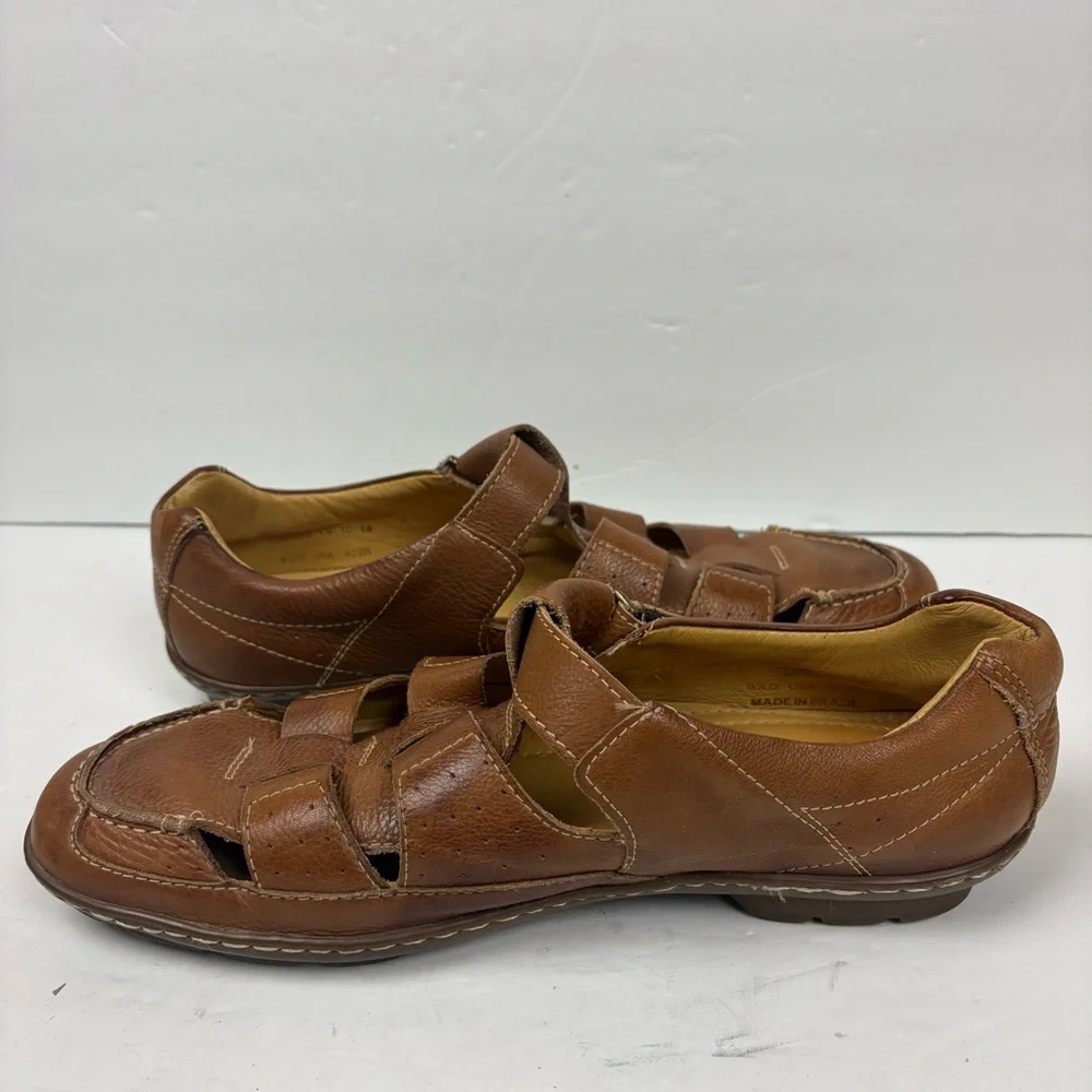 Sandro Tan Brown Leather Fisherman Sandals Comfort And Gel Mens size 9.5 D